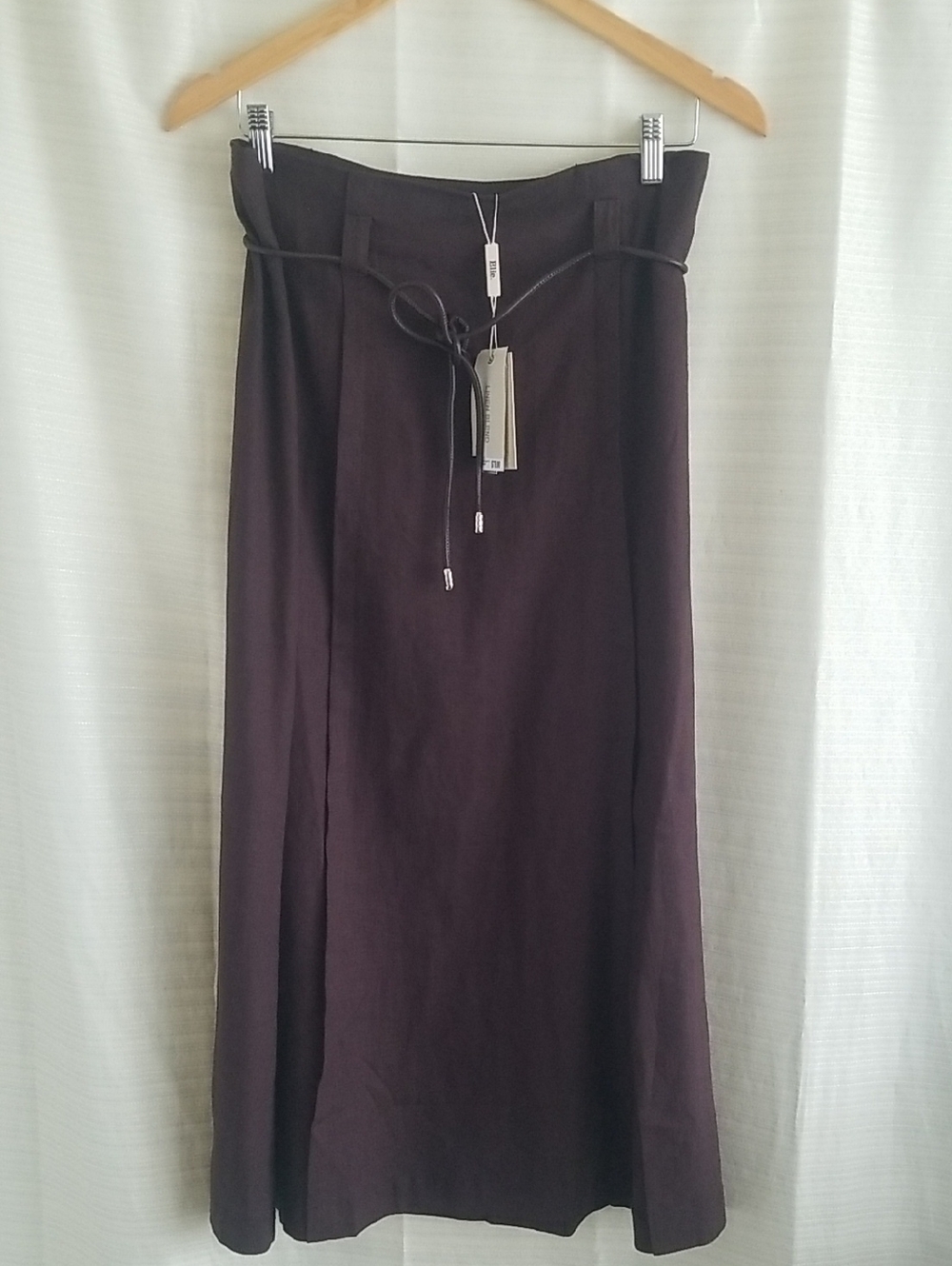 NEW! Elie Tahari Chocolate Brown Midi Skirt with Waist Tie